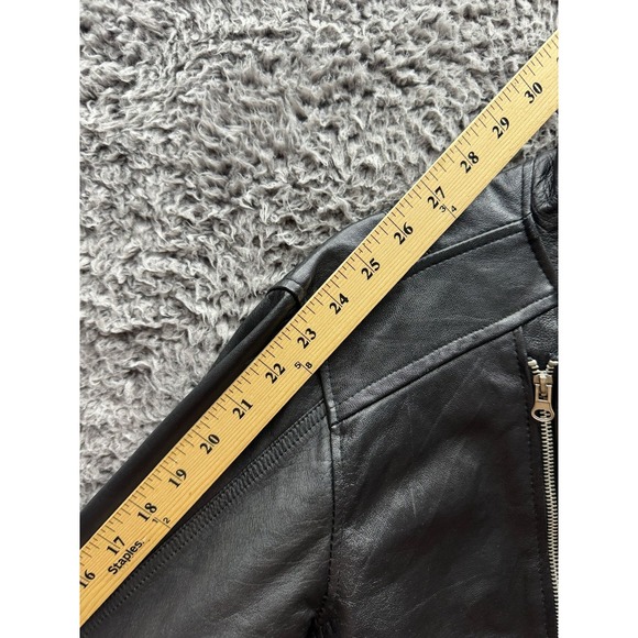 Shimokitazawa Ringo Full Zip Leather Bikers Jacket Black Women's Size L - Picture 11 of 12